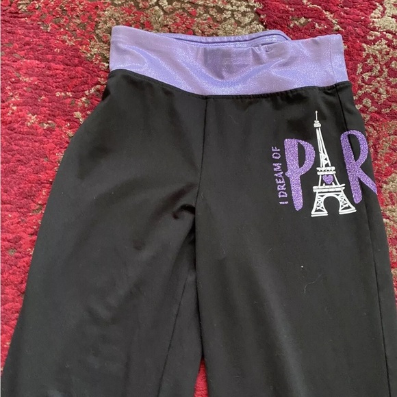 Justice Active Paris Athletic Pants Bootcut y2k Black Purple Shimmer Dance - Picture 4 of 6